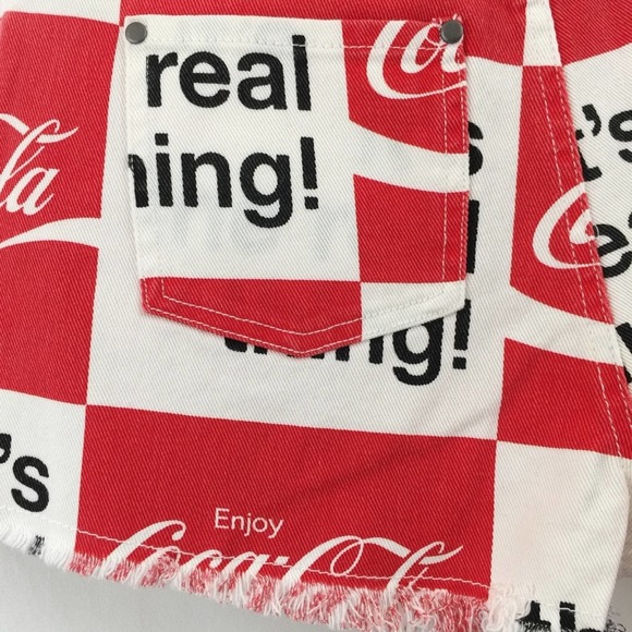 Coca Cola Denim Jean Shorts Size Medium High Waist - Picture 7 of 7